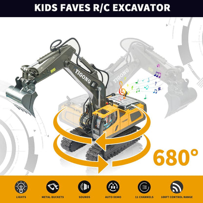 11CH RC Excavator with Lights and Music