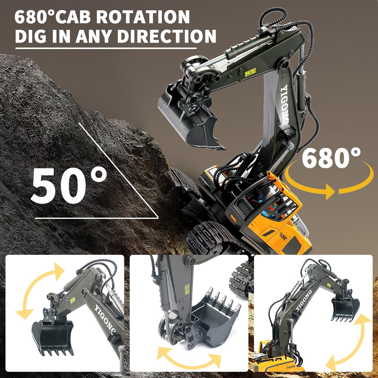 11CH RC Excavator with Lights and Music